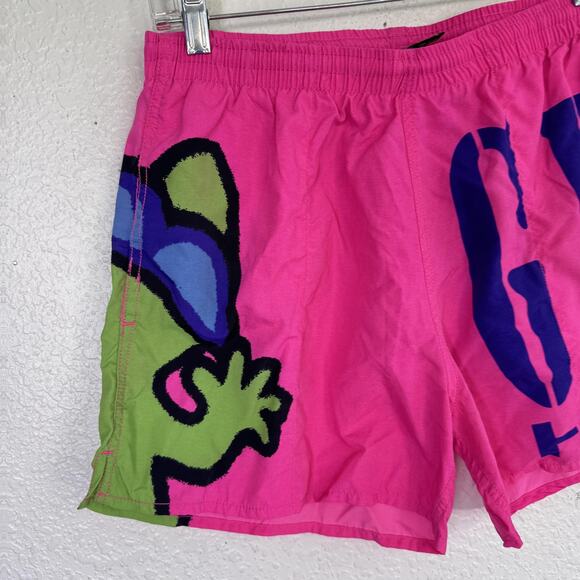 Vintage Gecko Hawaii Shorts Mens Medium Swim Trunks Surf Neon Graphic Lizard 90s - Picture 2 of 11